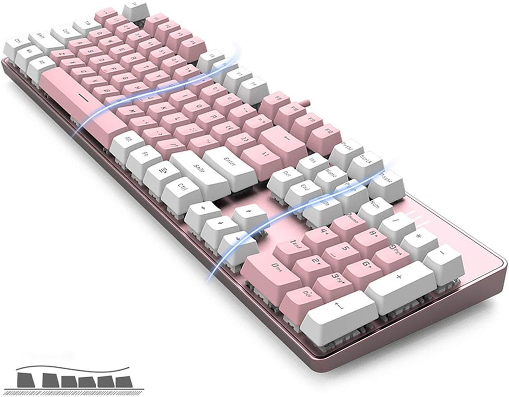 Blue Switch Pink & White Backlit Mechanical Gaming Keyboard for Enhanced Performance