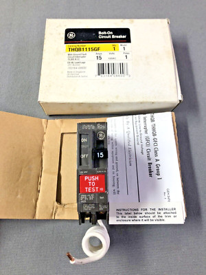 GE THQB1115GF Ground Fault Circuit Breaker 1 Pole 15 Amp 120 VAC