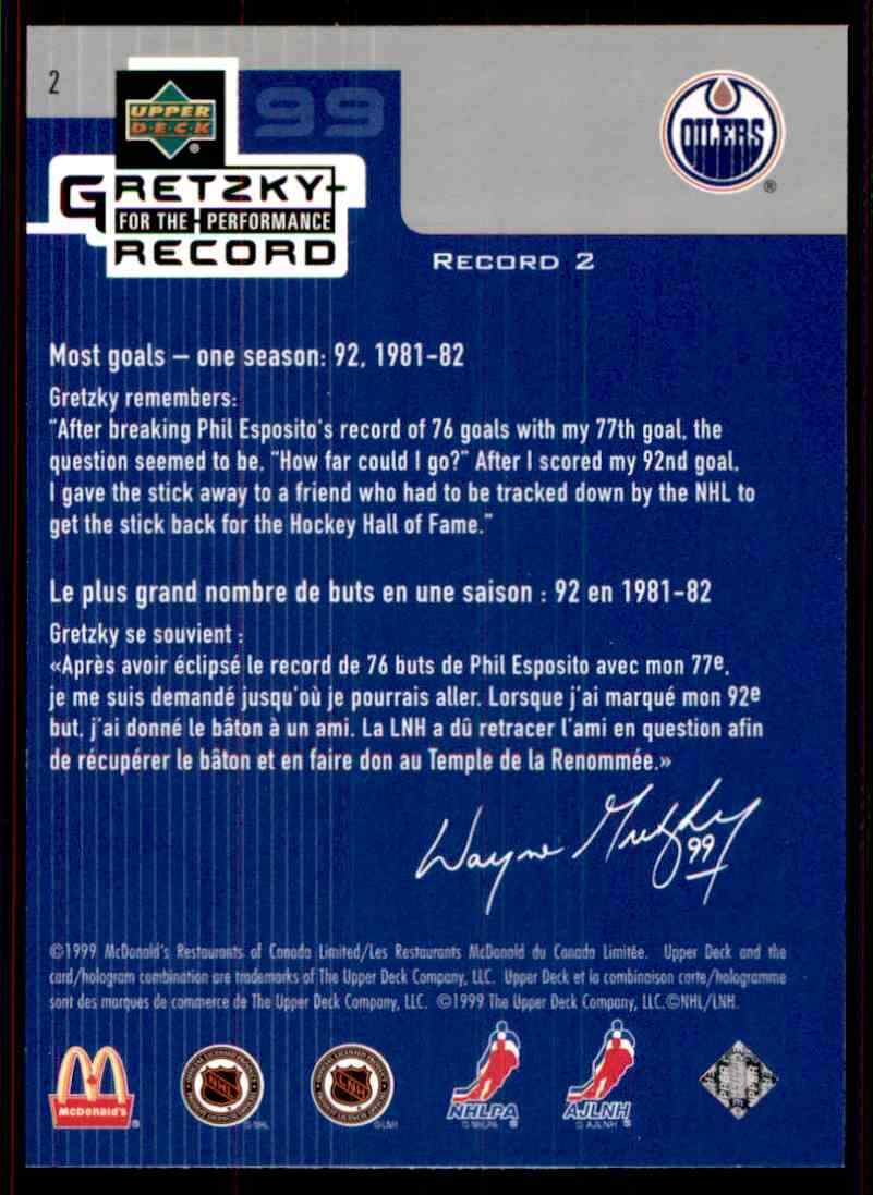 1999-00 Upper Deck McDonald's Performance For The Record Wayne