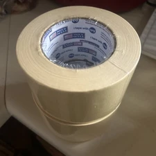 Intertape 3" x 180' Tan Paper Masking Tape Rubber Adhesive, 7.3 mil, 26 Lb/In...