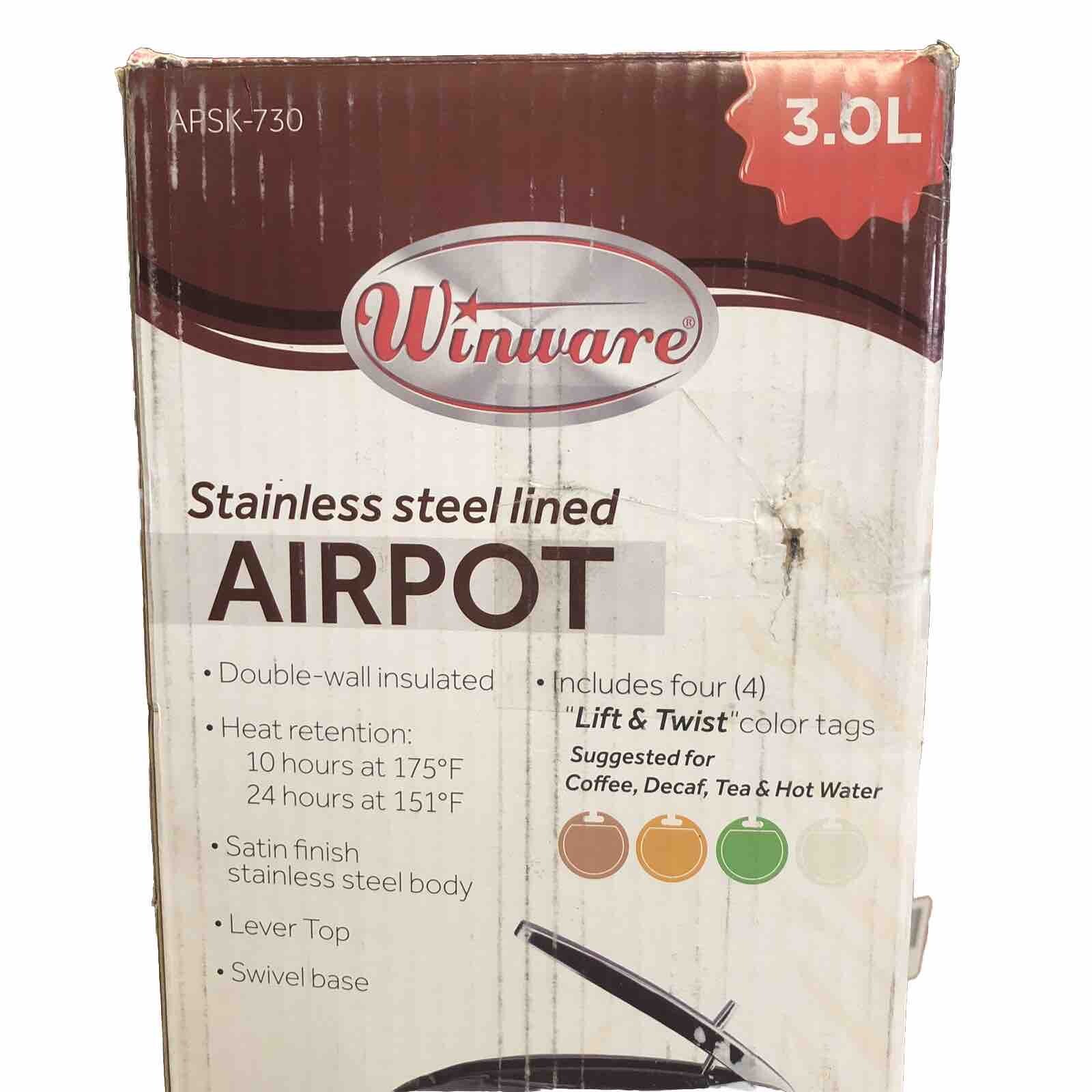 Winware Set Winware Stainless Steel Lined Airport APSK-730 - 3.0L | eBay