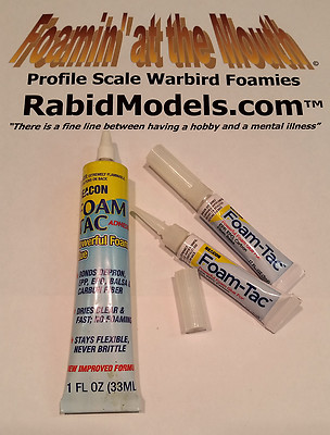 TUBULAR PACKAGE DEAL! FOAM-TAC GLUE TUBES!  Clear, fast, flexible, FOAM SAFE 