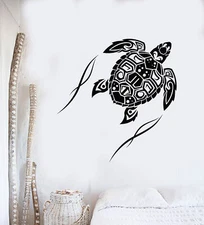 Vinyl Wall Decal Sea Turtle Animal Beach Style Maori Ornament Stickers (3038ig)