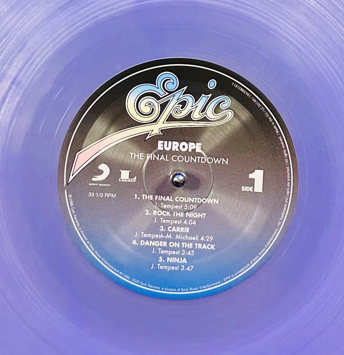 Europe - The Final Countdown - Purple Colored Vinyl LP Record