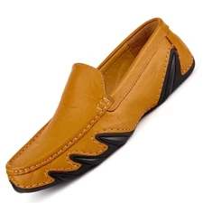 Fashion Men's Personalized Casual Shoes Loafers Genuine Leather Driving Shoes 