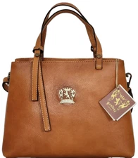 🌞PRATESI FIRENZI ITALIAN DESIGNER COGNAC BROWN LEATHER X-BODY SATCHEL BAG🌺NWT!
