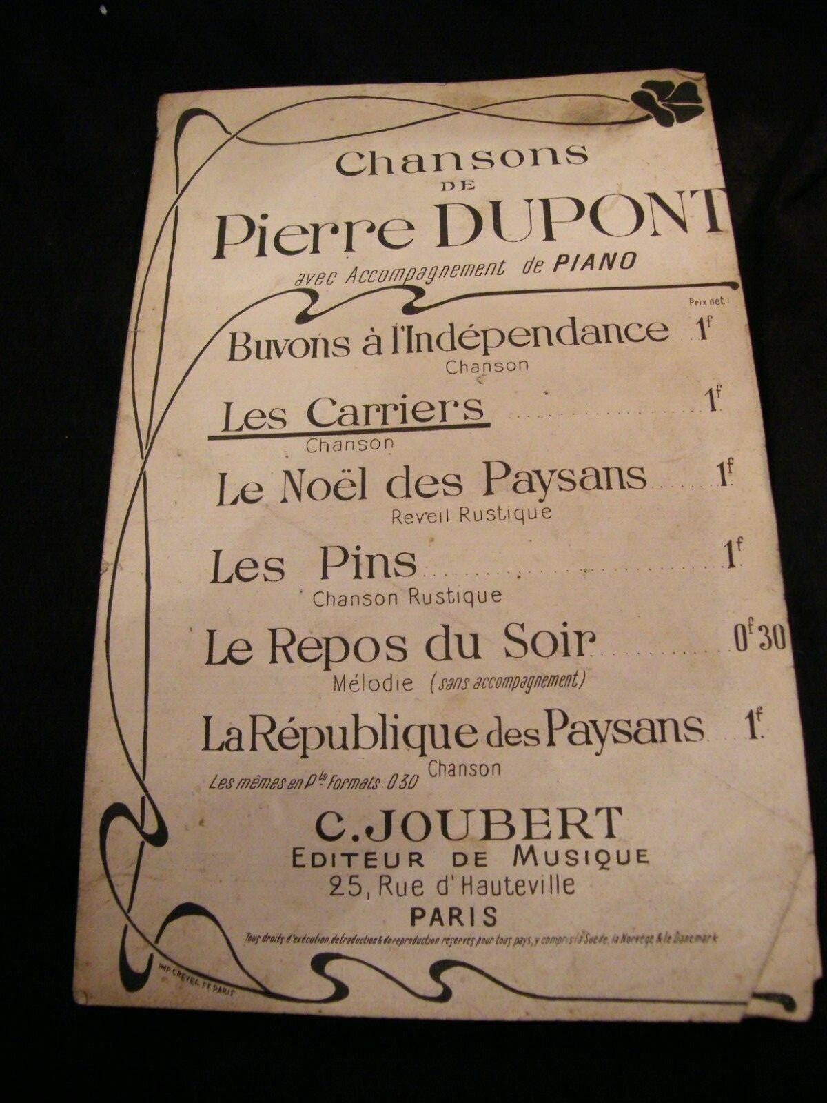 Partition The Carriers Pierre Dupont Music Sheet