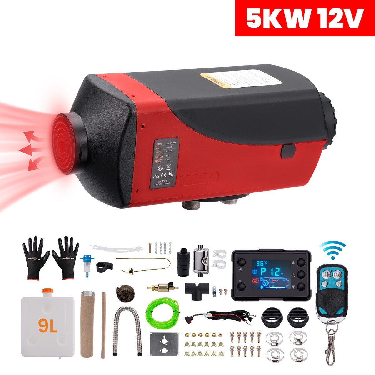 Riscaldatore Diesel Air 5KW 24V - Con Telecomando E Schermo LCD Per Auto - Foto 11