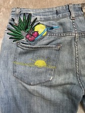 Vintage ROBERTO CAVALLI Just Cavalli Boot Cut Jeans Pants Y2K Sz 24 Tropical