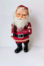 Vintage Christmas Santa Claus plastic face felt suit 12" Japan