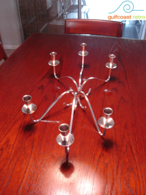 Vintage Eames Era Mid Century Fisher Silver Plate Candelabra Pair Candle Holders