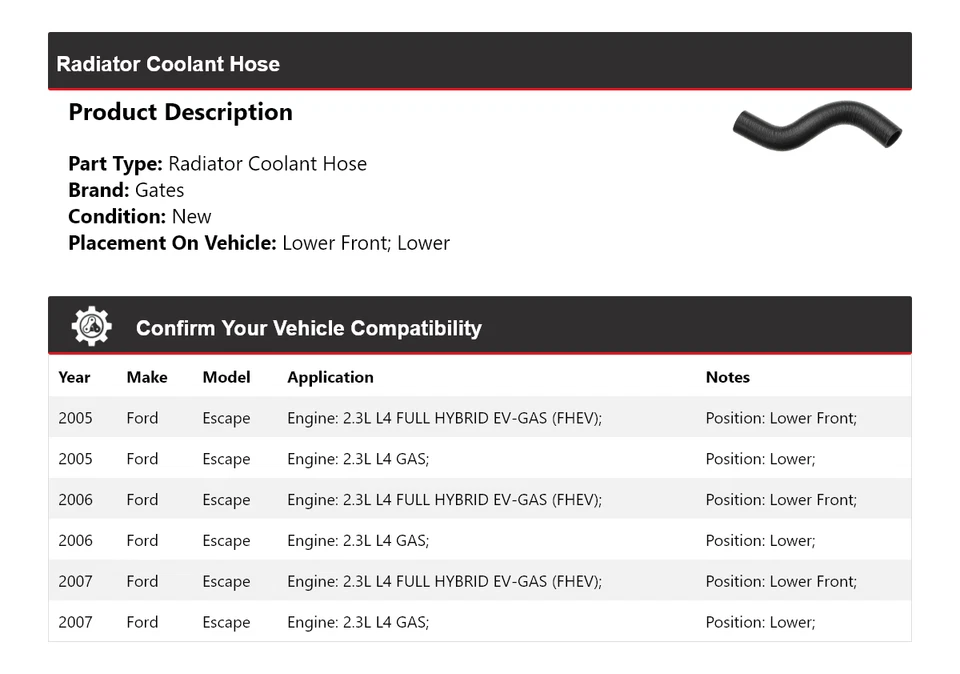 Ворота шланга охлаждающей жидкости радиатора для Ford Escape 2005-2007 годов выпуска 2006 - Изображение 2 из 4