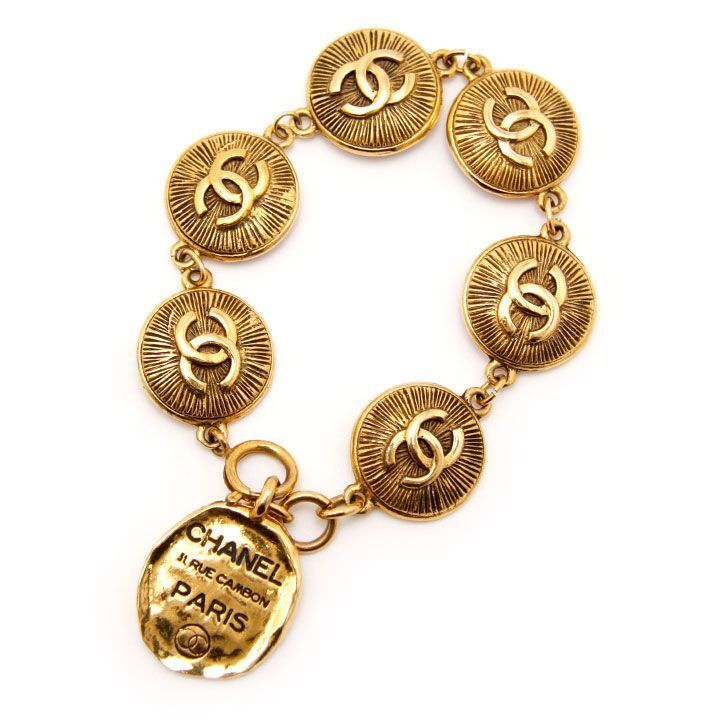 Chanel Bracelet Coco Mark Cambon Plate 31 GP Gold Box Metal Round