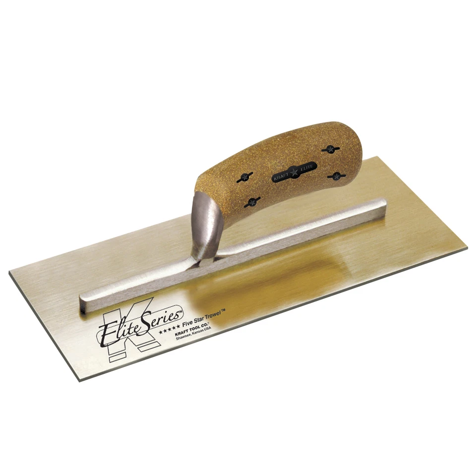 Kraft 13" x 5" Elite Series Five Star Plastering Trowel Golden SS Cork Handle