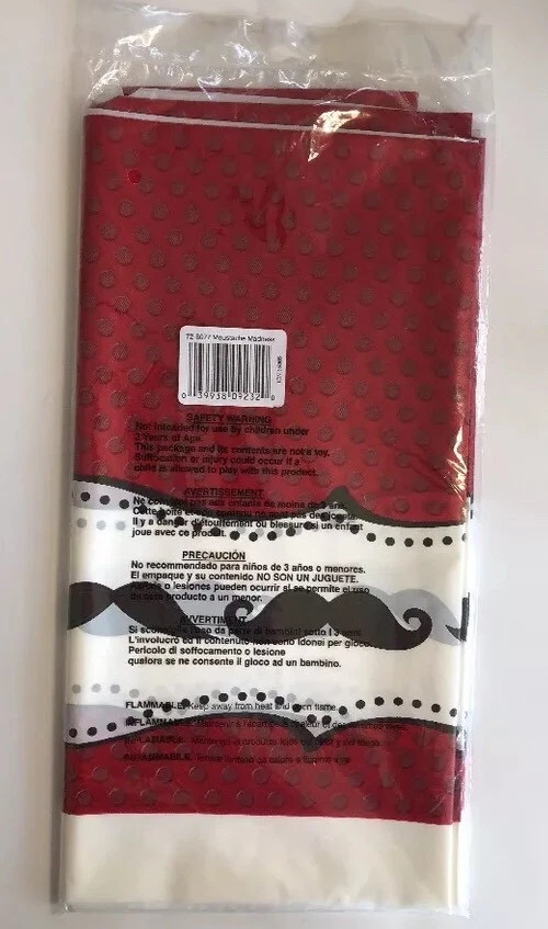 Mantel Bigote Madness Mantel Rojo Negro Fiesta Cumpleaños Evento Foto 3 de 4