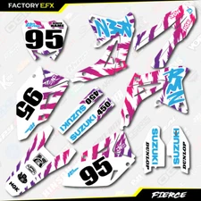 Retro White Fierce Graphics Decal Kit fits Suzuki RMZ450 08-17 RMZ 450 