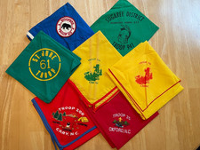 BSA Boy Scout Occoneechee Council Troop neckerchiefs. Lot of 7 cotton triangles.
