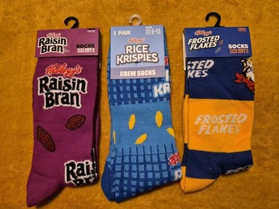 Raisin Bran,  Rice Krispies, Frosted Flakes Adult Over The Calf Sock Set Of 3