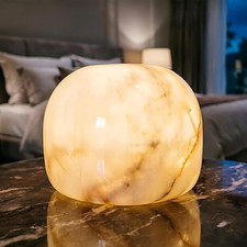 Marble Lamp Night Light Touch Bedside Table Lamp for Bedroom,Type-C Rechargeable