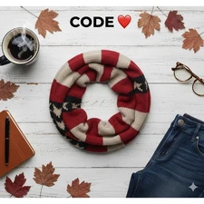 Patriotic Flag Design Knit Infinity Scarf by Code ❤️