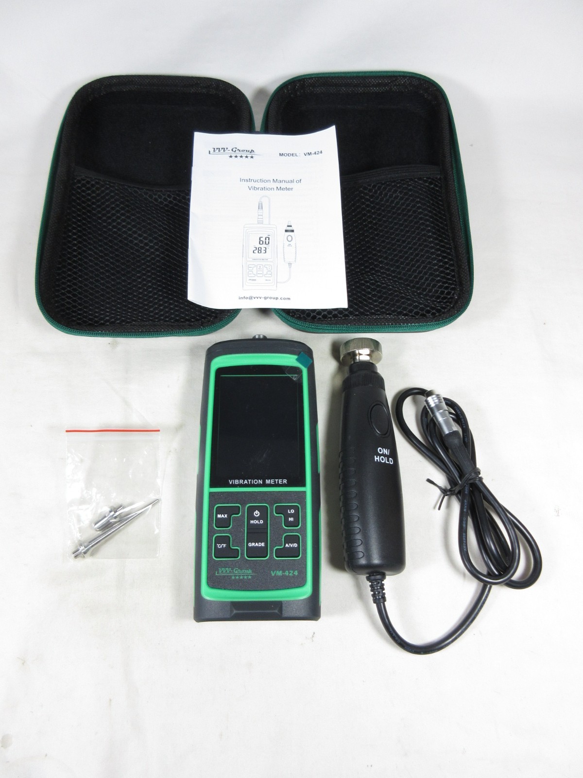 VVV-Group, Vibration Meter, w/ Probe, VM-424, Accel. 0.1–199.9 m/s², Nice Shape