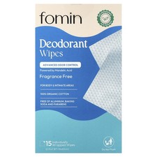 Deodorant Wipes, Fragrance Free, 15 Individually Wrapped Wipes