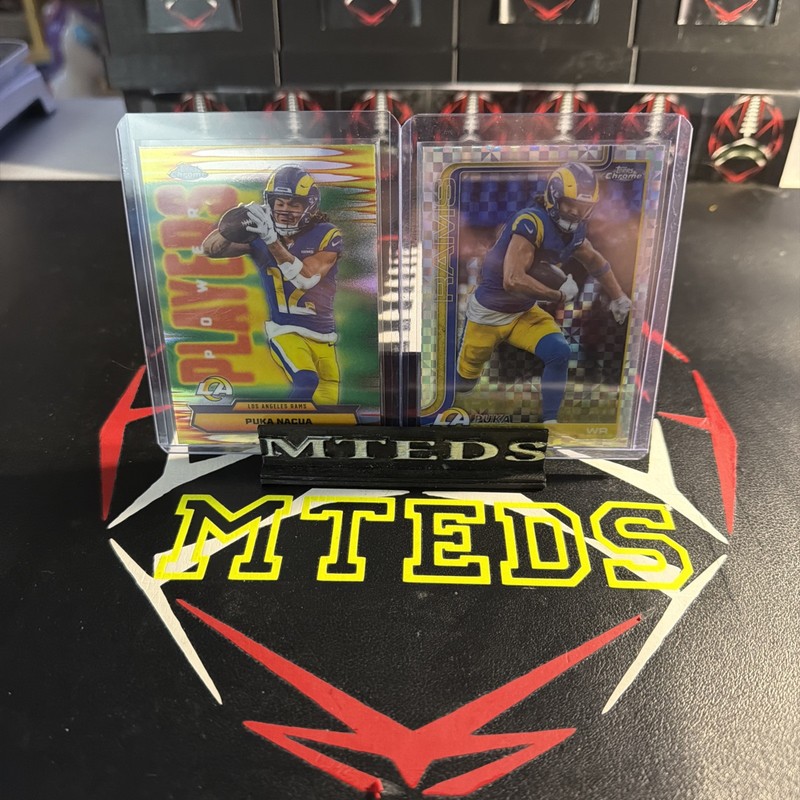 Puka Nacua 2025 Topps Chrome X-Fractor & Power Players Refractor (2) 