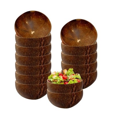 14 Pcs Coconut Shell Bowls Small Polished Wooden Bowls for Smoothie Acai Sala...