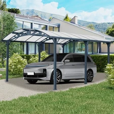 Outdoor Carport 12x16 FT Arch Carport with Aluminum Frame for Driveway Car Truck