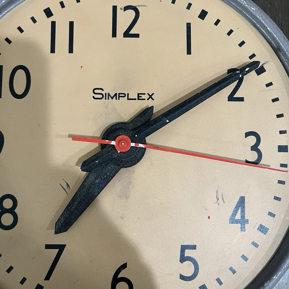 VTG  Simplex Electric Clock 507-042 10" School Industrial Metal Working READ - Image 3 of 4