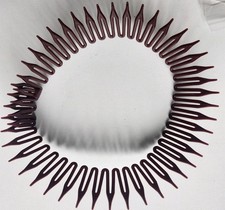 Vintage 80s Stretch Comb Headband Brown Zig Zag Hair Band Retro Volume