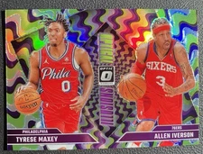 2024-25  Donruss Optic Optical Illusions Tyrese Maxey, Allen Iverson #3 PRIZM