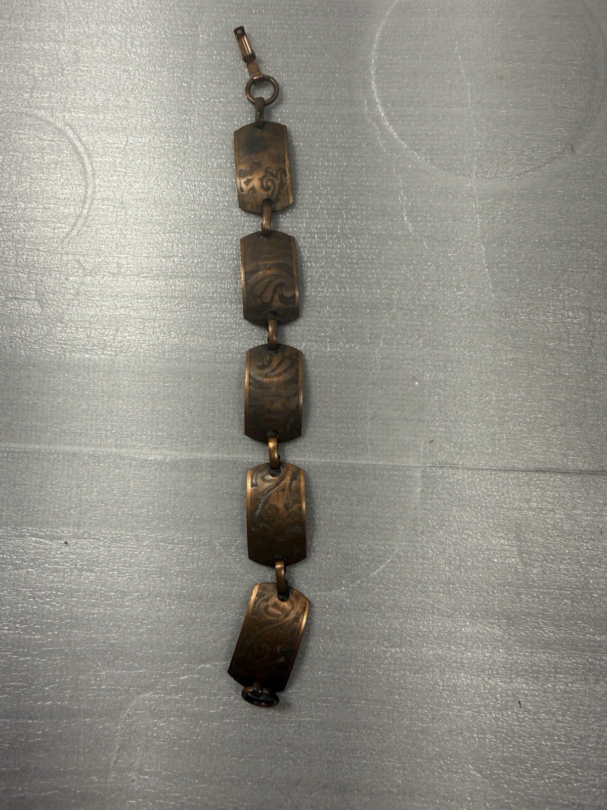 Vtg Solid Copper Stamped Rectangular Panel Link B… - image 2