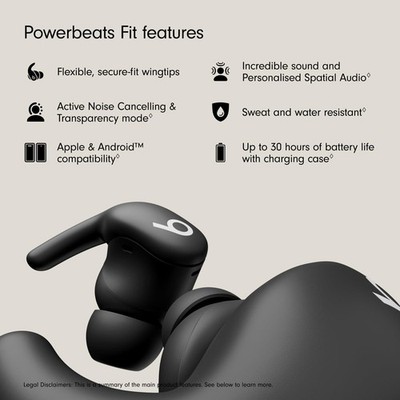 Beats Powerbeats Fit Wireless Earbuds Jet Black Secure Sport