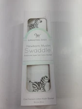 Swaddle Blanket Amazing Baby Newborn Cotton Muslin Zebra  36x36 inch Breathable