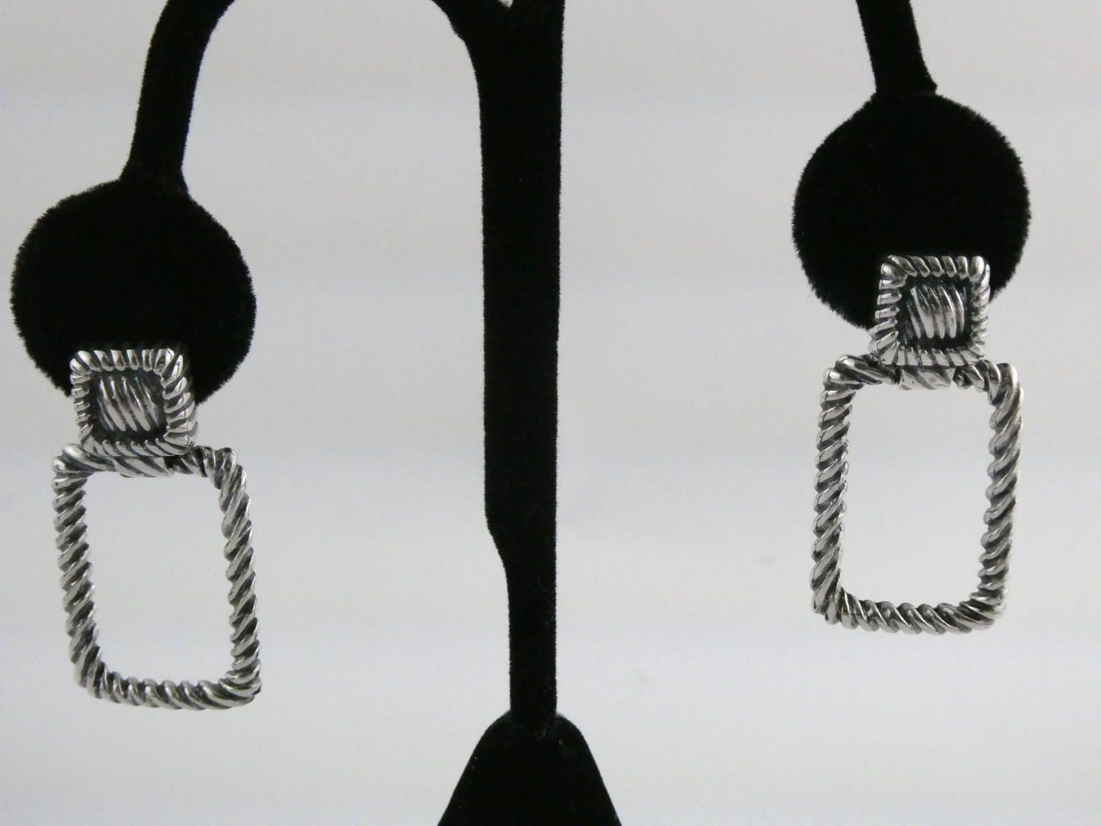 Sterling Silver Rectangular Door Knocker Earrings… - image 2