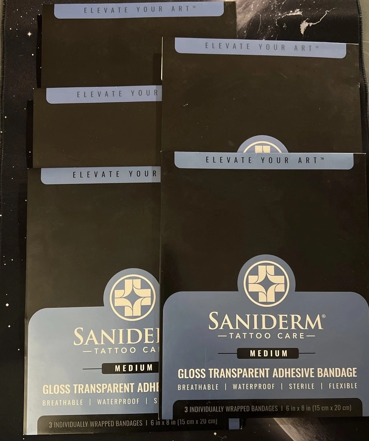 5 Saniderm Tattoo Aftercare Bandage 6"x8" 3 Sheets/Pack M - 15 Sheets Total image 1