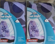 2 New Vintage Purple Mod Flower 70s Car Bucket Seat Covers Auto Truck Suv Nos