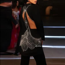 Runway Occident Hollow Out Rhinestone 2pcs Sets Suit Jackets Pants Long Trousers