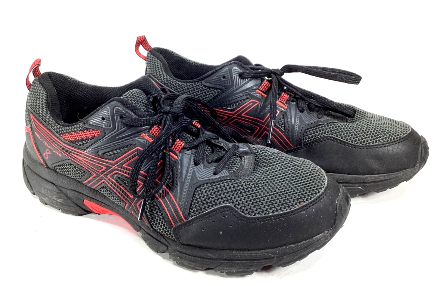 Asics Gel Venture 8 Men’s 1011A824 Black Red Trail Running Shoes - Size 8.5