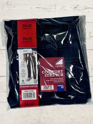 IZOD Men's Comfort Stretch Straight Fit Jeans 34x32 Black NWT