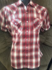 Ely Cattleman Pearl Snap Shirt Mens Red Plaid Western M