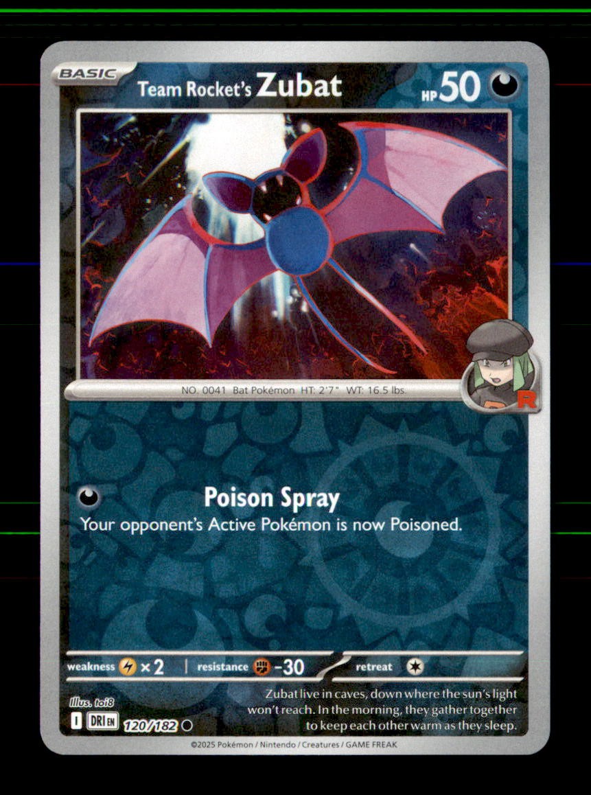 Team Rocket's Zubat 120/182 Common Destined Rivals Pokemon Reverse Holo NM