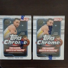 Topps Chrome 2024-25 Basketball 2 Box 32 Cards Refractors Autographs Curry