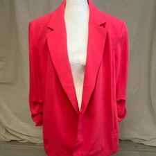 Chico's Hot Pink Blazer Open Front Sz16 Barbiecore Workwear Statement Jacket