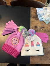 2 bundle Girls Beanie sets with gloves