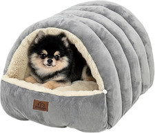 Covered Cat Bed Cave for Indoor Cats, 2-in-1 Enclosed Pet Bed for Small Dogs and