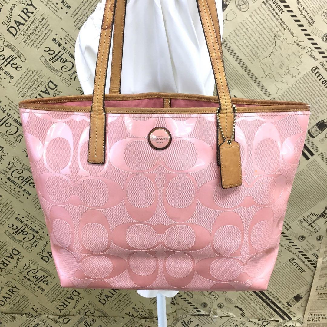 Coach Signature Pink Canvas Tote Bag Authentic G05111629