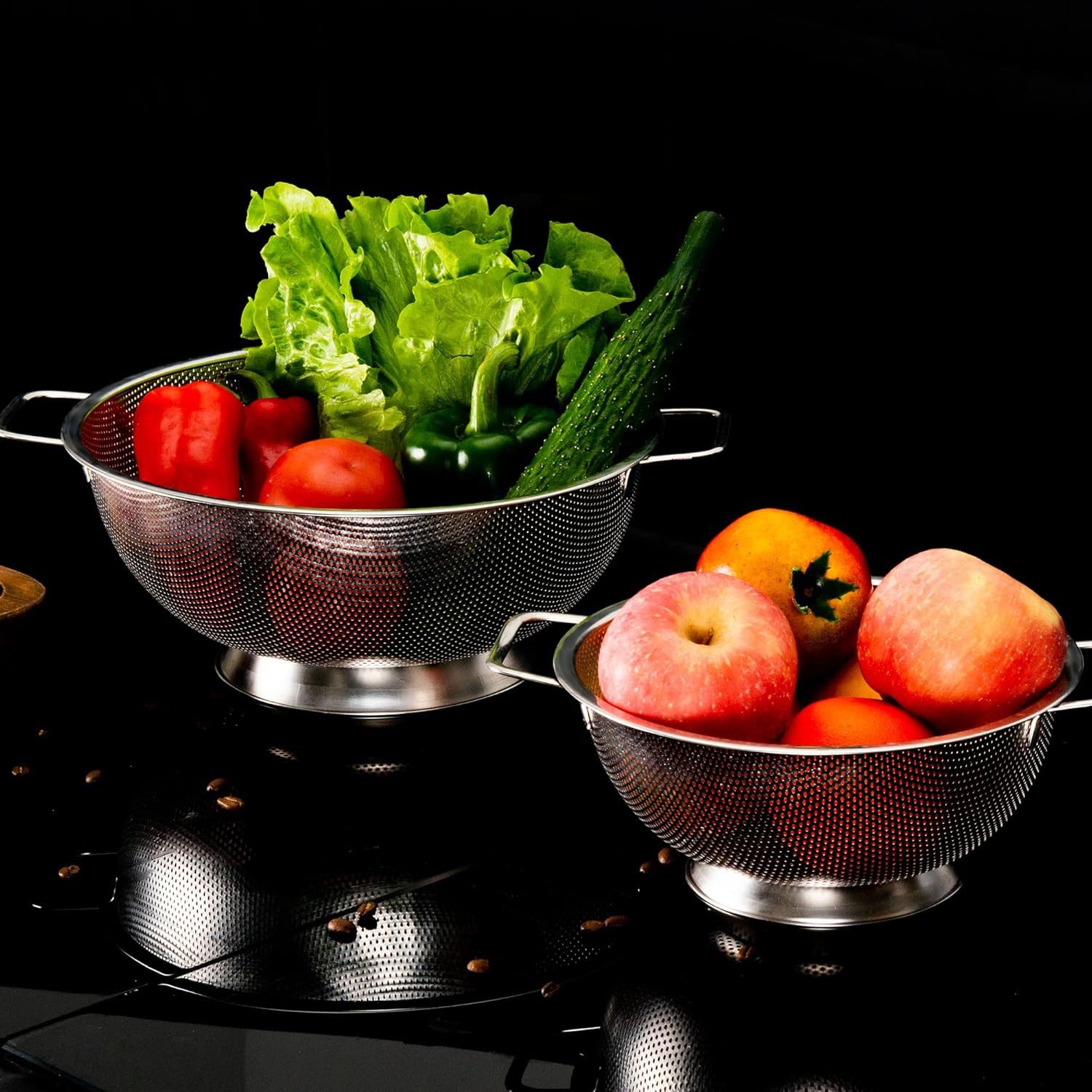 Colander Stainless Steel 3-Quart, Strainer for Kitchen Food, Dishwasher Safe