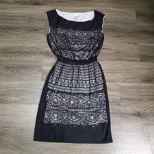 Max Studio Womens S Sleeveless Lace Overlay Dress Black White Floral 2901053A